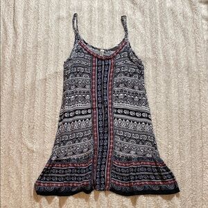 Women's hippie boho Black and Red Patterned Dress